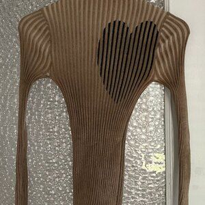 Long sleeve stretchy heart sweater -- creatures of comfort